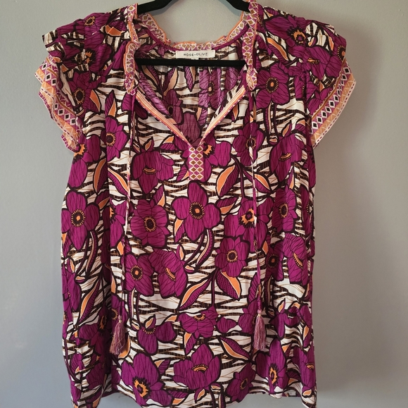 Boho Sleeveless tunic top size medium by Rose and Olive - Picture 2 of 5